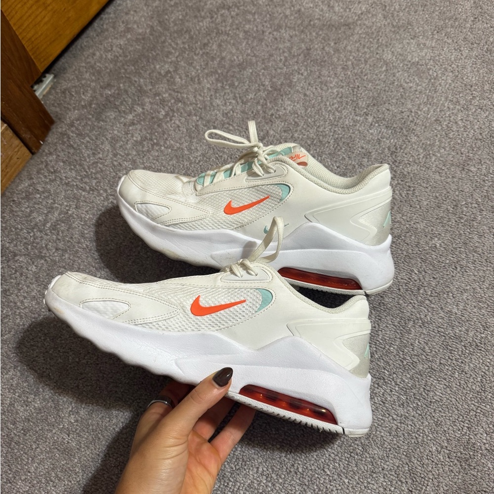 Nike White and Orange and Teal Sneakers